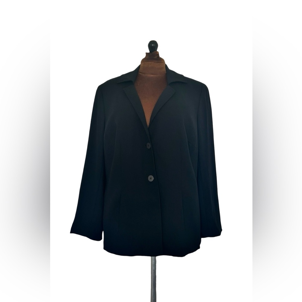 Doncaster Signature Vintage Black Wool Blazer Jacket Minimalist Plus size 14W